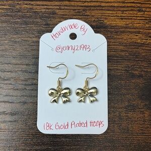 NEW! Jenny's Handmade Gold Bow Earrings 18k Gold Plated Hoops
